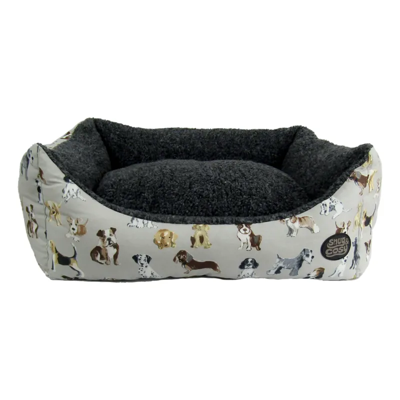 Snug and Cosy Rectangular Dog Bed - Dog Print